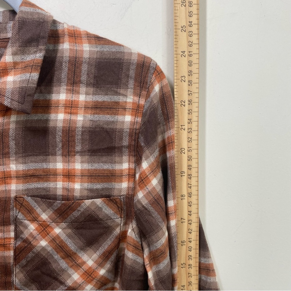 Hippie Rose Festival Flannel Relax Western Warm Plaid Rust Tan Top Women S‎ New - Picture 7 of 11